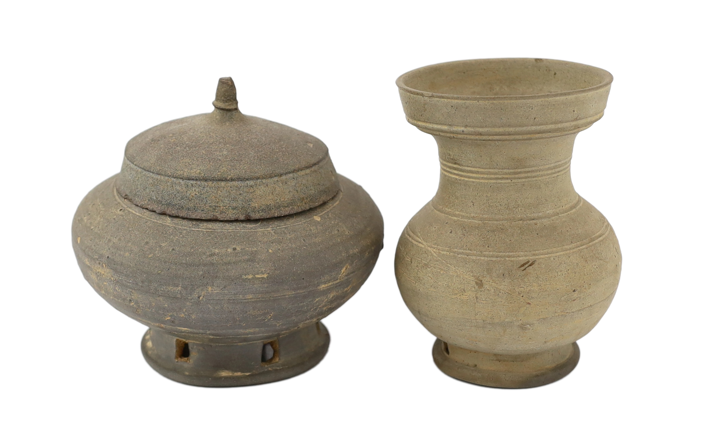 Two Chinese stoneware vessels, Han dynasty (202BC - 220 AD)